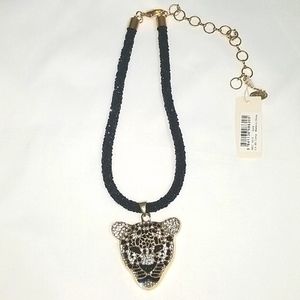 Amrita Singh leopard necklace black gold tone